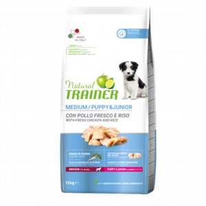 Natural Trainer Medium Puppy&Junior, Trainer natural medium puppy&junior, natural trainer medium puppy&junior con pollo fresco, bocconcini natural trainer puppy, umido in bocconcini natural trainer, natural trainer medium puppy, bocconcini puppy e junior, bocconcini puppy&junior,