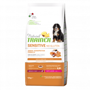 Natural Trainer M/M Sensitive No Gluten Puppy&Junior, Natural trainer sensitive, natural trainer sensitive no grain, natural trainer sensitive no glute, crochette per cani natural trainer sensitive, sensitive per cani no grain,
