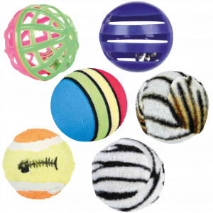 SET DI PALLINE CON SONAGLIO TRIXIE, set 6 palline, trixie, gioco per gatti trixie,
