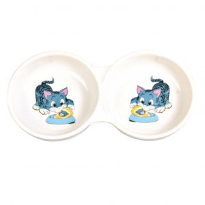 CIOTOLA DOPPIA IN CERAMICA CON GATTINI TRIXIE