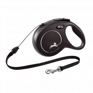 Flexi New Classic Nero in corda, guinzaglio allungabile camon,
