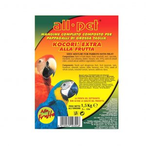 All-Pet Kocorì extra alla frutta, cibo pr pappagalli, mangime per uccelli,