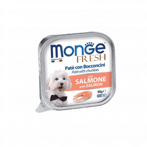 Monge Fresh Adult Salmone, monge umido per cani, bocconcini gusto salmone per cani, bocconcini monge,
