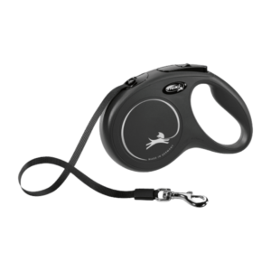 Flexi New Classic in Fettuccia Nero, guinzaglio retrattile,